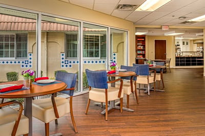 Dining area with tables and chairs