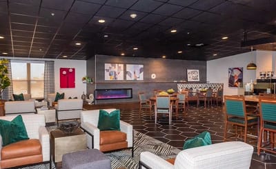 Common area with seating and modern décor.