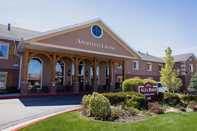 Exterior view of an assisted living facility entrance