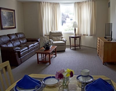 Cozy interior living space with seating and decor.