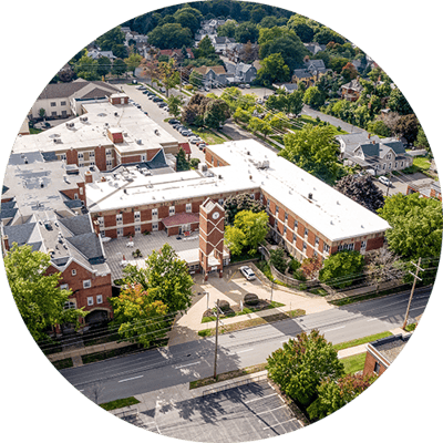 Aerial view of Sarah Reed Senior Living facility