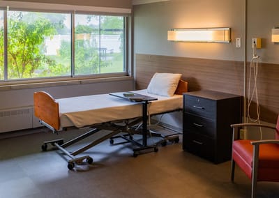 A bright and clean private resident room