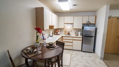 Cozy kitchen setup in a resident unit