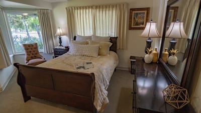 Cozy bedroom setup with soft lighting and decor