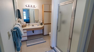 Bright bathroom with modern fixtures