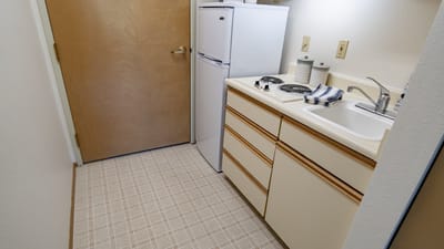 Small kitchen area in a resident unit