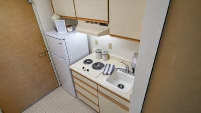Interior view of a small kitchen space