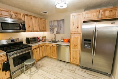 Bright kitchen space with modern appliances