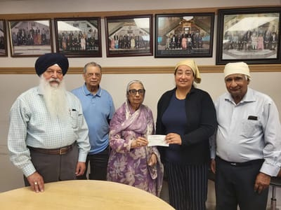 Residents and staff during a donation event