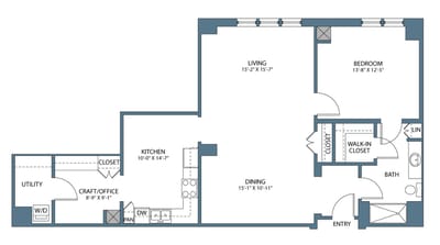 Architectural floor plan of a resident unit