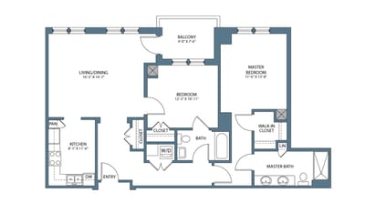 Architectural floor plan of a unit layout