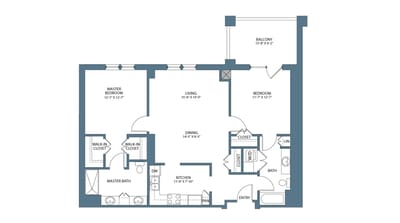 Architectural floor plan of a residential unit
