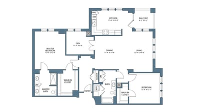 Architectural floor plan of a living space layout