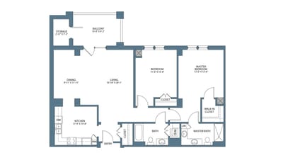 Architectural floor plan of a resident unit