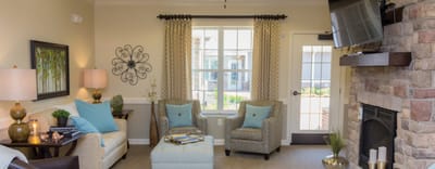 Interior living area with seating and decor