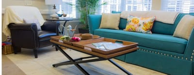 Bright interior lounge with comfortable seating