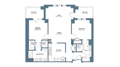 Architectural floor plan of a living unit