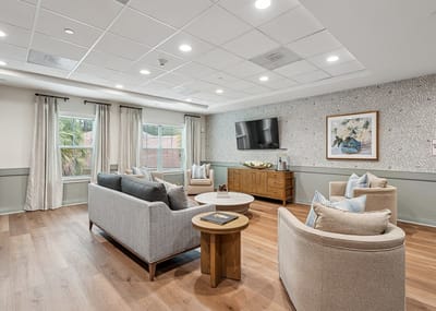 Bright common area with comfortable seating