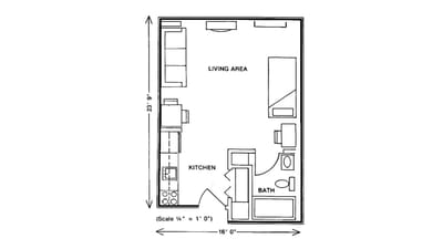 Floor plan layout of a living unit