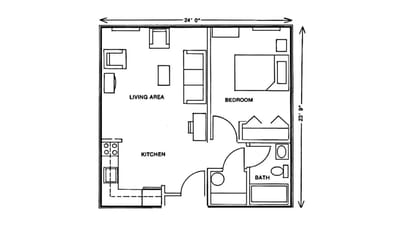 Architectural floor plan of a resident unit