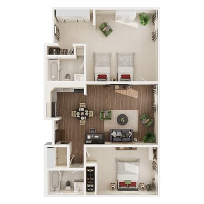 Architectural floor plan of a resident unit