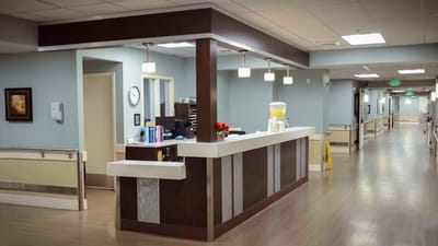 Reception area of a nursing home facility