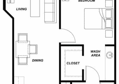 Architectural floor plan of a residential unit