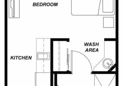 Architectural floor plan of a living unit