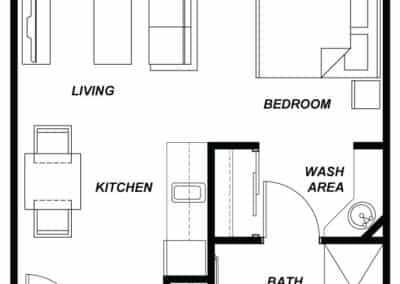 Architectural floor plan of a unit layout