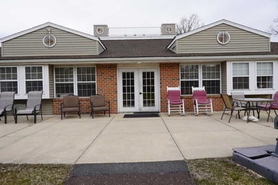 Exterior view of a senior living facility entrance