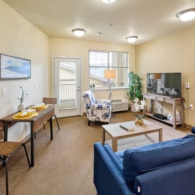 Cozy living room in a senior living facility