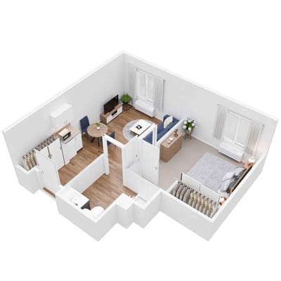3D floor plan of a comfortable living space