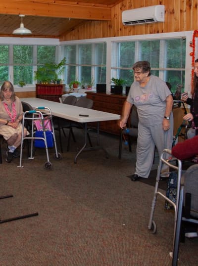 Residents engaged in an indoor activity in a common area