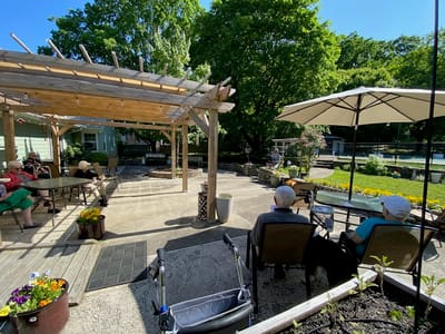 Residents enjoying time in the outdoor area