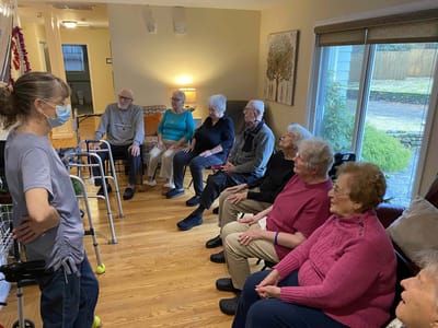 Residents participating in an activity in a common area