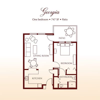 Detailed architectural floor plan of a one-bedroom apartment