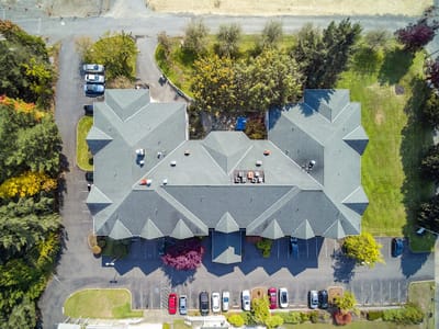 Aerial view of the Artesian Place building and grounds