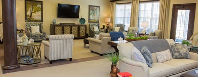 Well-furnished common area with comfortable seating