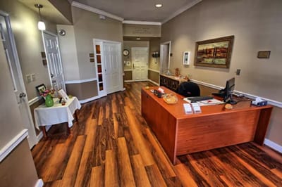 Welcoming reception area of an assisted living facility