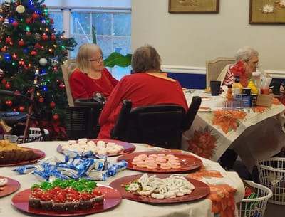 Four Seasons Living Center LLC, independent living in Winder, GA — Residents enjoying a festive gathering with holiday treats