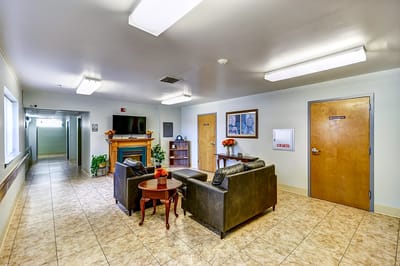 Common area with seating in a facility