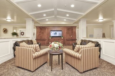 Common area with comfortable seating and a television