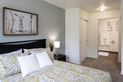 Cozy private resident room with a decorative painting