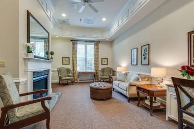 Cozy interior of a common area with seating