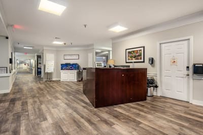 Bright interior view of the facility's reception area