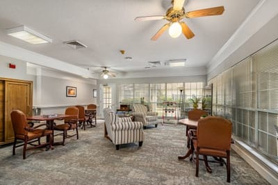 Common area with seating and natural light