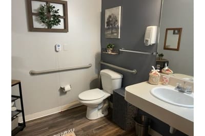 A well-appointed bathroom in a senior living unit