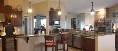 Residents engaged in a kitchen activity