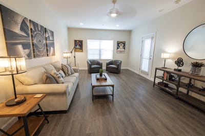 Cozy common area with seating and decor