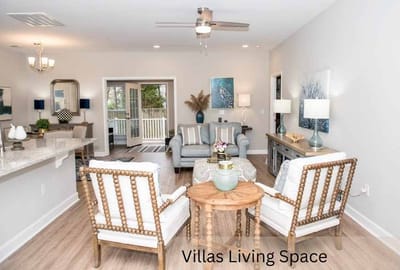 Bright interior living space with seating and decor